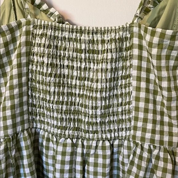 Cider Light Green and White Gingham Midi Dress NWT - Picture 9 of 13